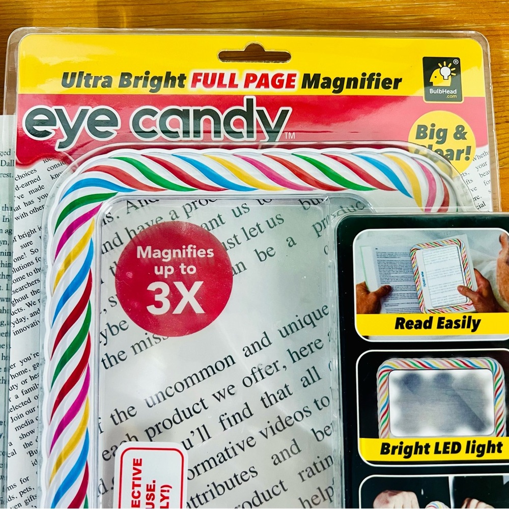 Eye Candy Ultra-Bright Full-Page Magnifier, As Seen On TV, Magnifies Up to 3X